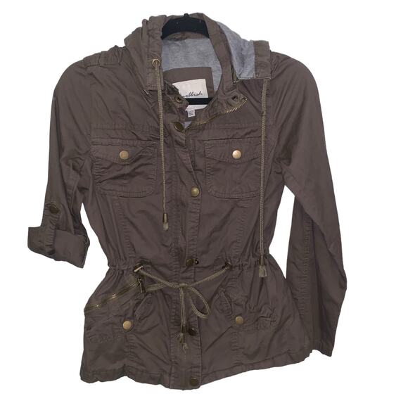 Snobbish Zip Up Utility Jacket-Size Small, Olive Green with Adjustable Features - Picture 3 of 9